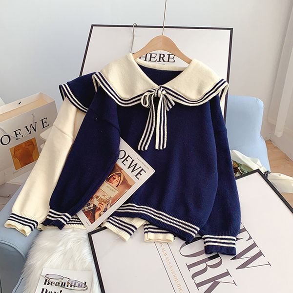 

women s sweaters preppy style sweater sailor collar pullover autumn and winter pullovers cute sweet knit a0195 221206, White;black