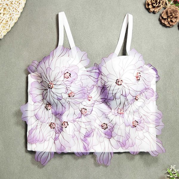 

lotus sling vest women's outwear design sense small fish bones bust fresh sweet beaded top, White