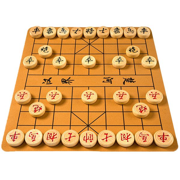 

outdoor games activities chinese chess short plush artificial leather chessboard wooden chessman international standard chinese chess game 2