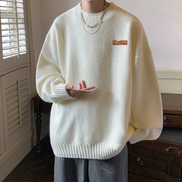 

men's sweaters autumn and winter half turtleneck plus velvet thick warm knitted fashion all match  5xl 221207, White;black