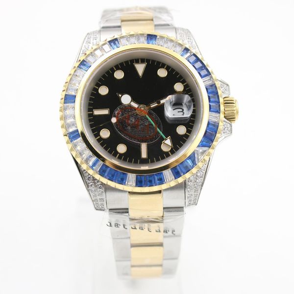 

wristwatches black dial silver stainless belt master blue and white irab bezel watch mens wrist watches