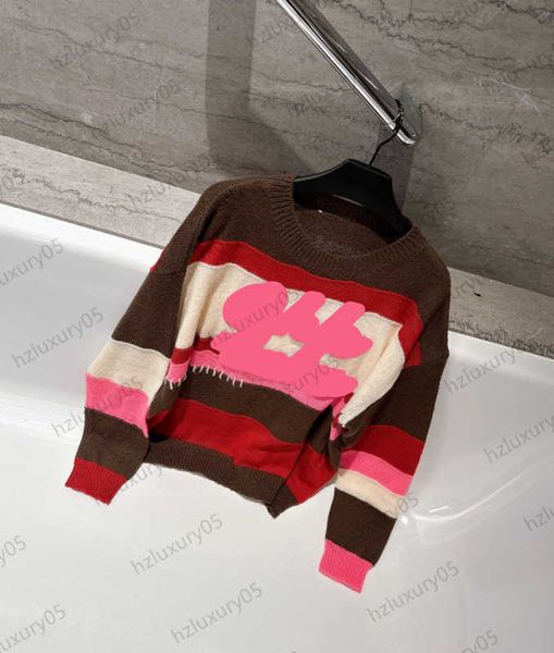 

womens sweater color striped letter print short knitted sweaters round collar long-sleeved pullover knitwear fashion joker women clothing 19, White;black