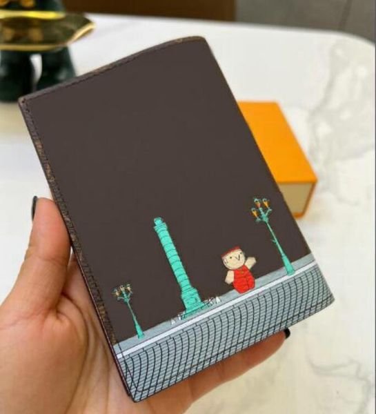 

womens designer card holder passport cover fashion luxury business protection case trendy credit mens wallet brown iconic, Brown;gray
