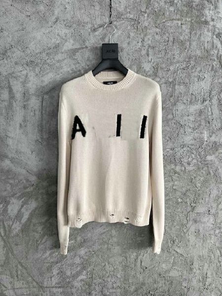 

2023-2 new designer men's sweater warm wool underwear pullover men's in autumn and winter, White;black