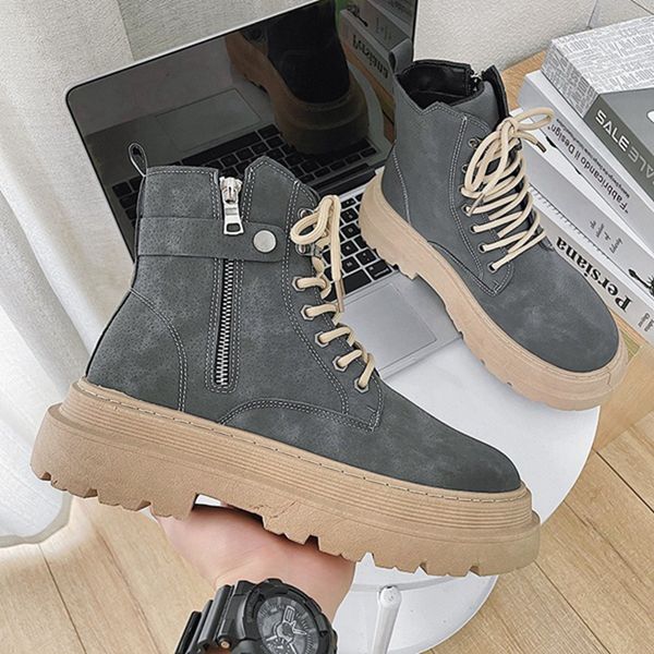 

men's shoes martin boots black leather upper high british style china-chic port style locomotive