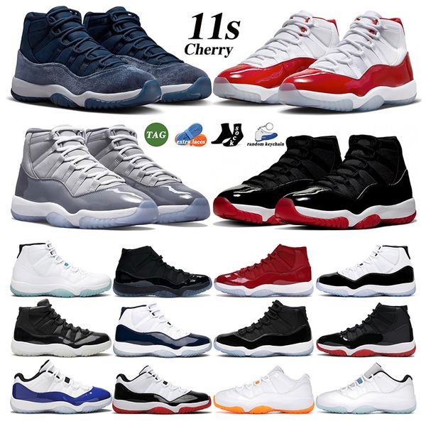 

11s men women basketball shoes cherry 11 cement cool grey bred concord cap and gown space jam gamma 72-10 low rose gold midnight navy sports