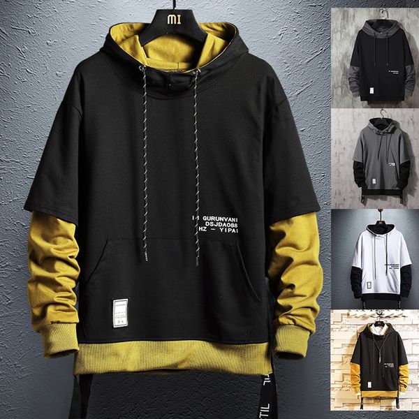 

mens jackets wetailor hoodie sweatshirt mens hip hop pullover hoodies streetwear casual fashion clothes colorblock hoodie cotton 221207, Black;brown