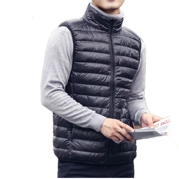 

mens vests winter coat 90% white duck down vest portable ultra light sleeveless jacket waistcoat for men 221206, Black;white