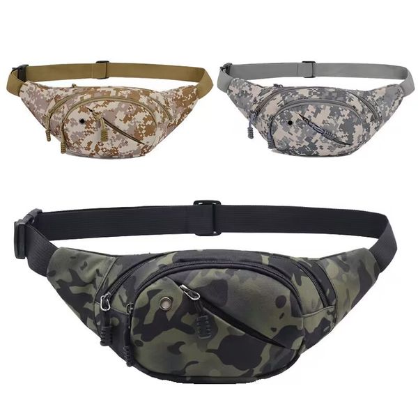 

outdoor wear-resistant waterproof canvas bag multi-layer pocket men's sports cycling chest bag leisure multi-functional fanny pack