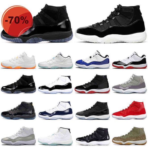 

high shoes basketball shoes mens trainers sports sneakers citrus cap gown concord cool grey bred high low 11s men jumpman 11 25th anniversar, Black