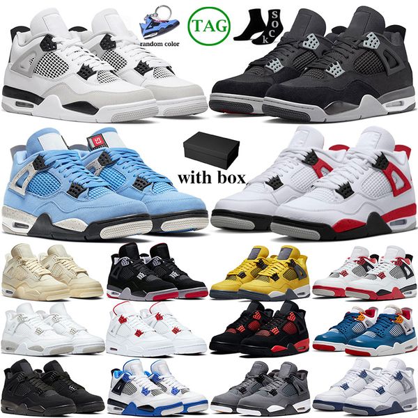 

with box jumpman 4 jordens 4 basketball shoes men women sail off white j4 university blue iv military black cat midnight navy oreo red cemen