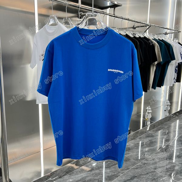 

xinxinbuy men designer tee t shirt paris silica gel letters print short sleeve cotton women blue white black m-3xl, Black;brown