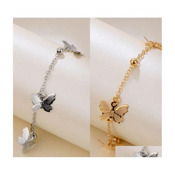 

anklets anklets jewelry temperament hollow butterfly fashion foot chain plated gold sier beach anklet for women 913 d3 drop delivery dhdfg, Red;blue