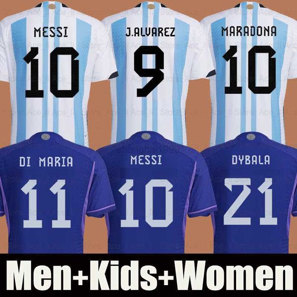 

fans tees 3xl 4xl argentina soccer jersey fans player version world cup dybala aguero maradona di maria messis 22 23 home away pre-match me, Black