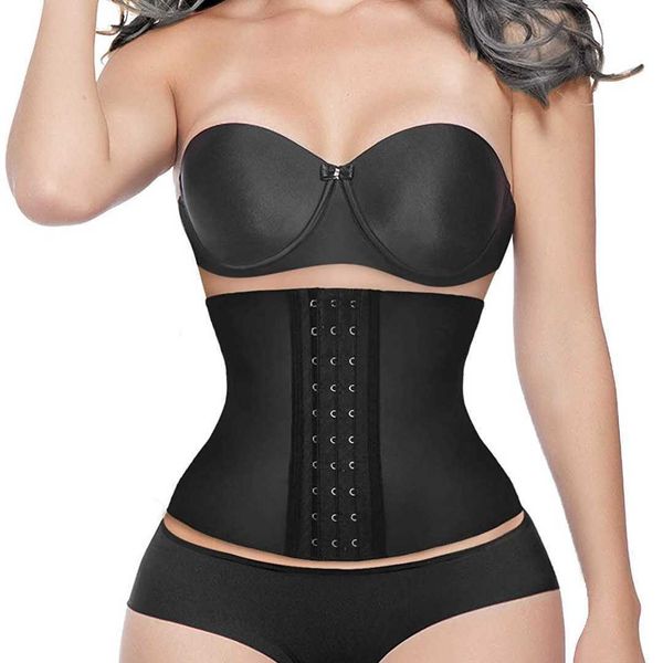

slimming belt latex waist corset short torso slimming belt waist cincher trimmer 9 steel bone shaper shapewear women colombian girdles t2212
