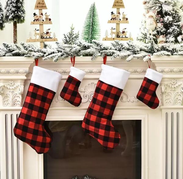 

christmas stockings family xmas tree decoration fireplace hanging stocking candy gift bag santa classic red black buffalo plaid holiday seas