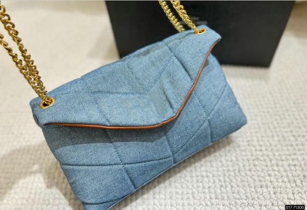

shoulder bags designer women bags washed denim messenger bag loulou puffer fashion classic flap bag pocket chain cowboy cross body handbag p