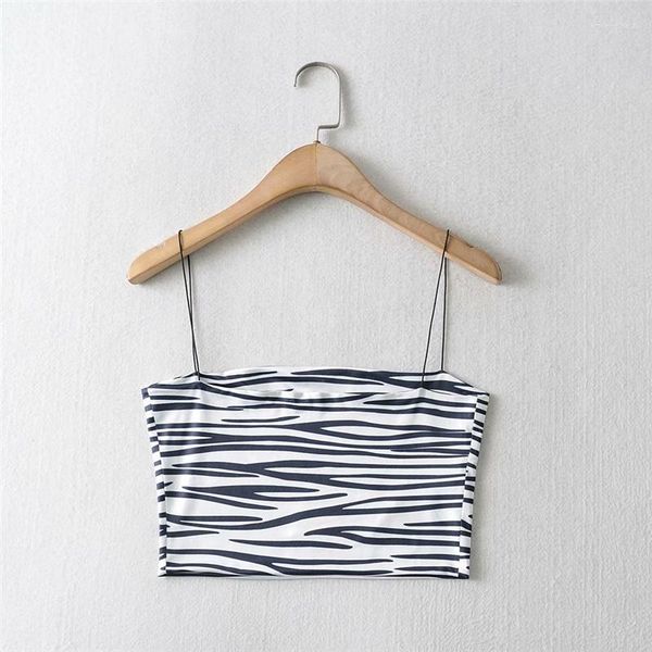 

women's tank women summer zebra pattern camis sleeveless bustier bra vest crop seamless, White