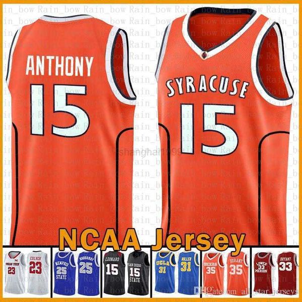 

college basketball wears basketball jersey syracuse university ncaa carmelo 15 anthony kawhi stephen 30 curry leonard kyrie lebron 23 james, Black