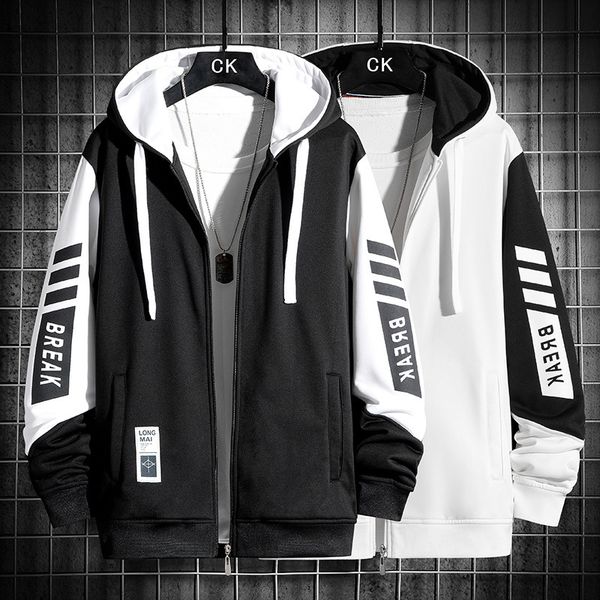 

mens jackets men splicing zipper coat casual fashion hooded jacket oversized mens designer clothes allmatch 5xl black 221207, Black;brown