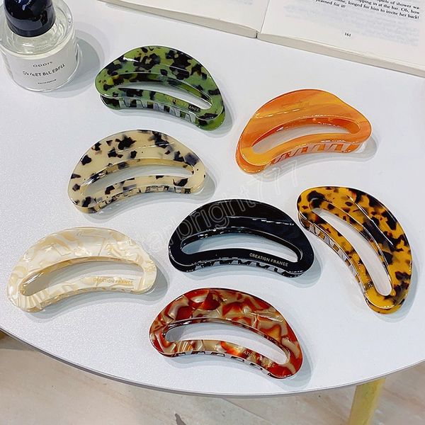 

new arc shape high-grade acetate hair claw for women elegant lady sweet hairclip fashion hair accessories, Slivery;white