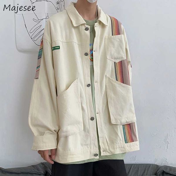 

men's jackets bomber jackets men autumn trendy cargo dent high street patchwork korean casual simple handsome harajuku casacas para hom, Black;brown