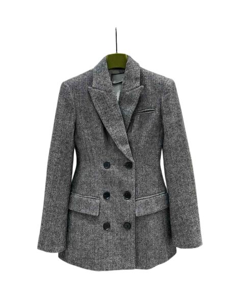 

23 new high-grade gray herringbone texture is very wide and stylish waist closing suit, Black