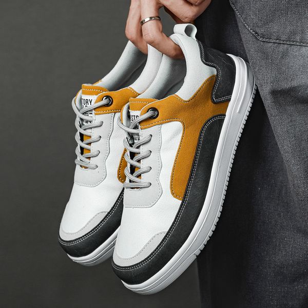 

dress shoes men fashion sneakers for leather comfort lightweight casual outdoor walking footwear plus size 221207, Black