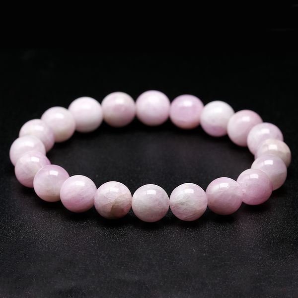 

chain natural kunzite stone beads bangle elastic women stretch bracelet lavender color stone healing gems for girl gifts jewelry 221206, Black