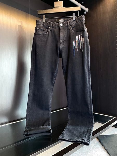 

men's fashion bell bottomed jeans designer black pants antique worn-out motorcycle slim fitting motorcycle denim clothes 667 blueberry, Blue