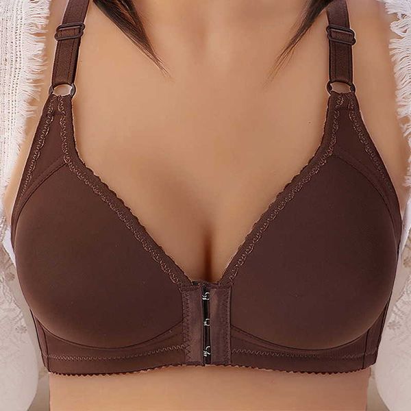 

push up bra front closure solid color brassiere wireless bralette breast seamless bras for women underwear plus size 100c, Red;black
