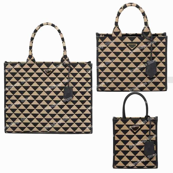 

prad bag symbole tote bags handbag designer totes bag ladies triangle jacquard fabric contrast embroidered leather fashion handy messenger h