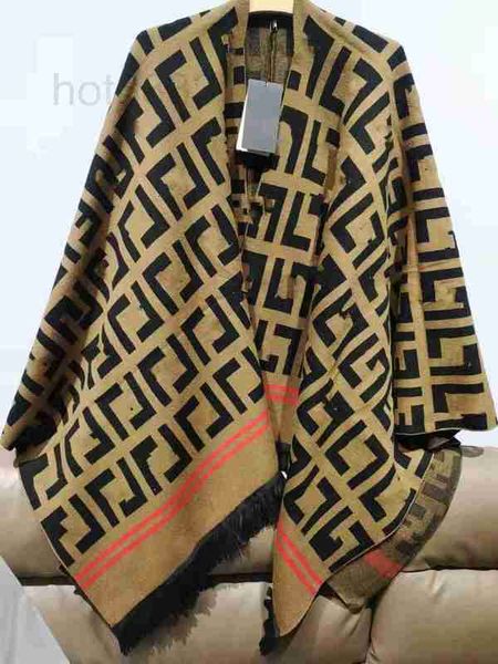 

women's cape designer autumn and winter 2022 high-end new personalized trend fashionable versatile color matching wool blended shawl so, Black