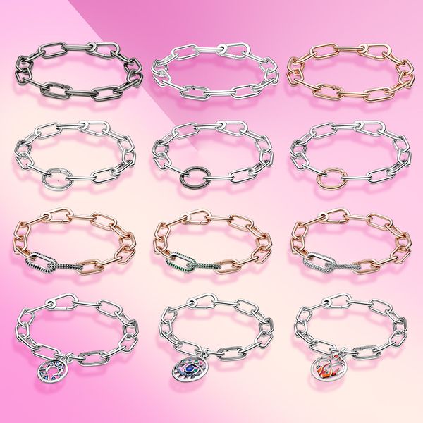 

chain 925 sterling silver bracelet me bracelet chain link bracelets fashion gift s925 silver jewelry fit me charm 221206, Black