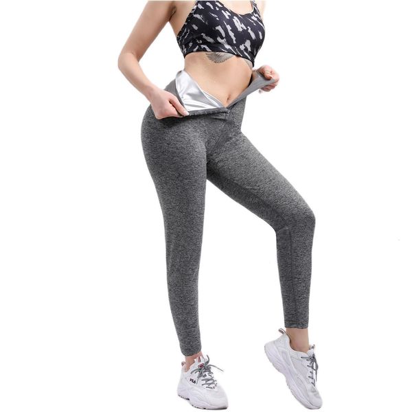 

womens shapers women body shaper sauna slimming pants thermo high waist fat burning sweat capris workout for weight loss 221206, Black;white