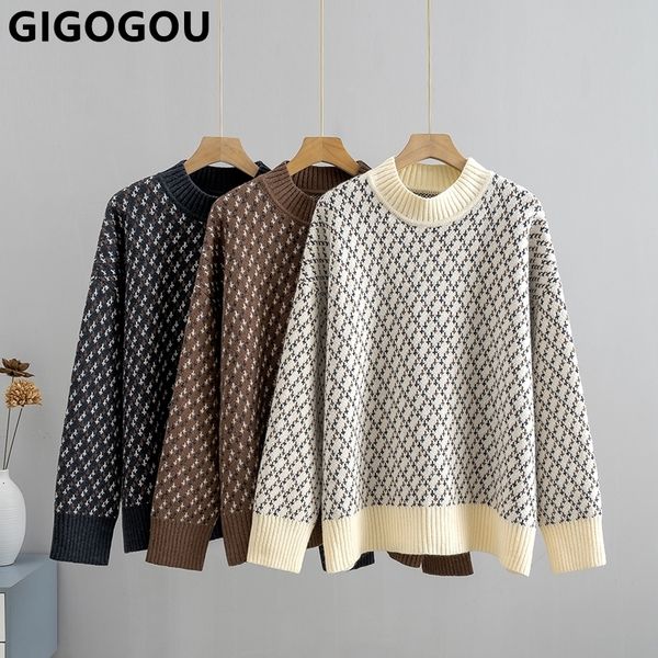 

women s sweaters gigogou cashmere women pullover knitted thick wool warm fashion o neck lady casual jumper 221206, White;black