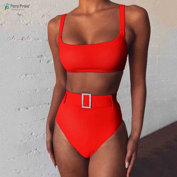 

bras sets para praia belted swimear high waist bikini swimsuit women beachwear push up swimwear swimsuit bathing suit thong bikini t221206, Red;black