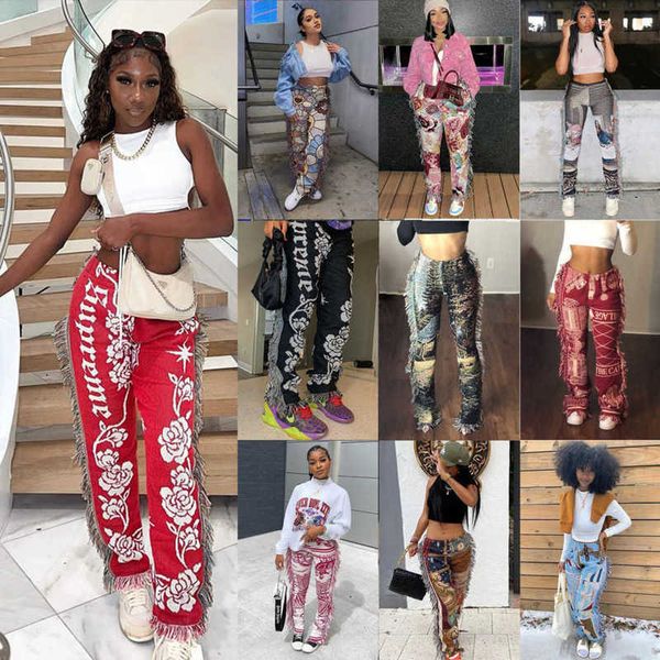 

women pants designer 2023 new autumn and winter casual fashion tassel latters pattern printed cashmere pants 10 colours, Black;white