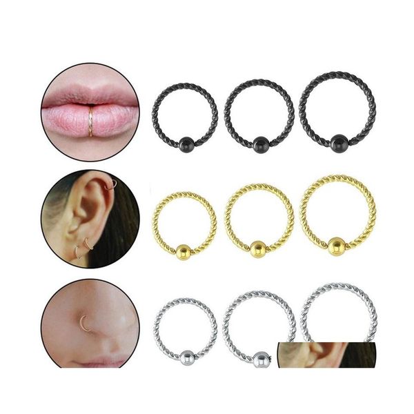 

nose rings studs 1pc 6/8/10mm stainless steel ball threaded nose rings mixed color body clips hoop for women men cartilage piercin dhbc2, Silver