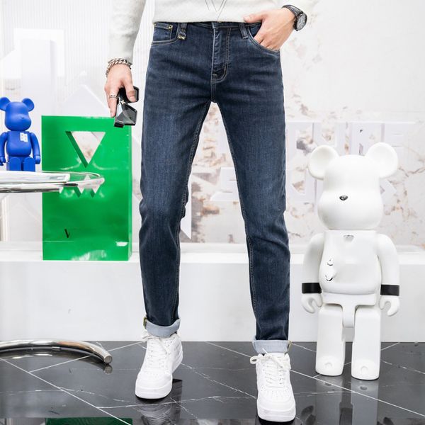 

men jeans ripped skinny jeans slim motorcycle moto biker causal new autumn and winter models mens denim pants hip hop size 28-38, Blue