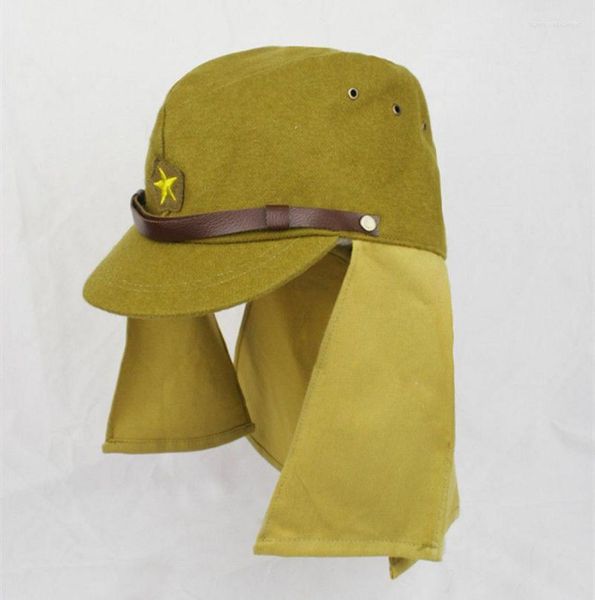 

berets repro wwii japanese army ija soldier field wool cap hat with havelock neck flap l6426341, Blue;gray