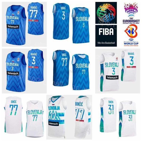 

college basketball wears printed 2023 euro basket slovenia basketball jersey luka doncic 77 3 goran dragic 10 mike tobey 11 jaka blazic 30 z, Black