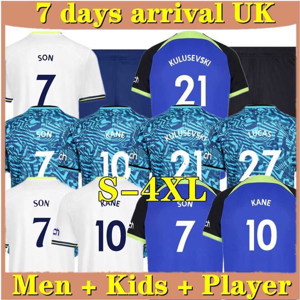 

fans tees spurs 22 23 s-4xl soccer jersey kane son perisic kulusevski tottenham hojbjerg 2022 2023 lucas llors third football kit shirt bry, Black