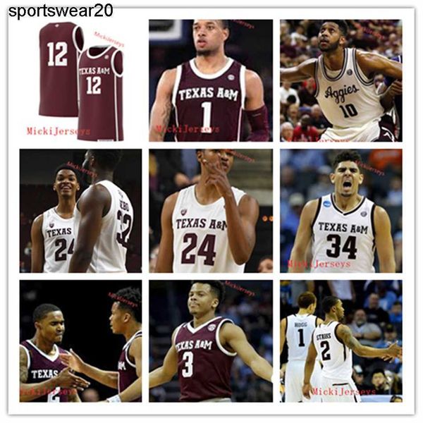 

ncaa custom texas a m aggies stitched college basketball jersey robert williams iii danuel house deandre jordon khris middleton alex caruso, Black;red