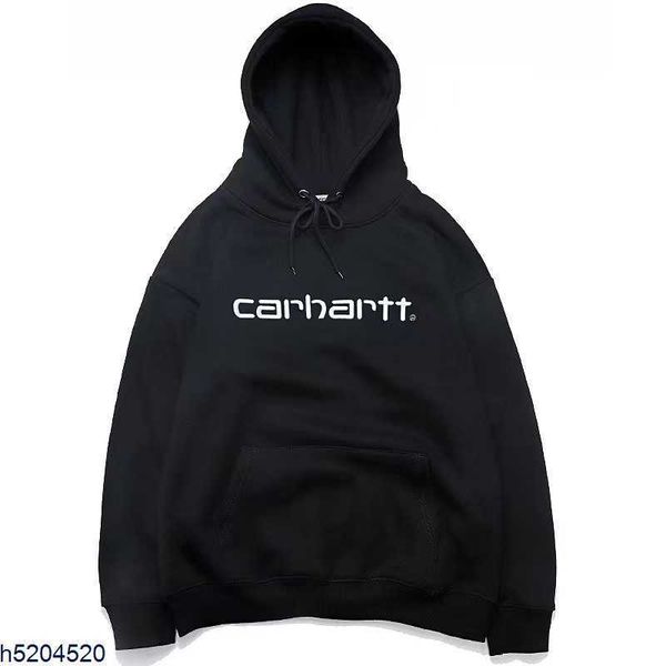 

2023 new men's hoodies sweatshirt north america brand carhart hoodie and women's plush casual loose embroidery versatile hoodie wi, Black