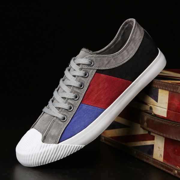 

dress shoes mixed colors canvas men fashion sneakers breathable men s casual flats lace up man vulcanized tenis masculino 221207, Black
