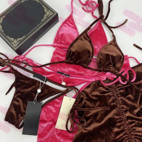

full letters print swim wear swimsuits swimming dresses fashion adjustable designer bikinis set trendy elastic three pieces set