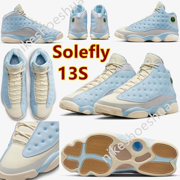 

solefly high basketball shoes 13 13s co-branding white university blue neutral grey unc muslin suede gum light brown jumpman men athletic sn