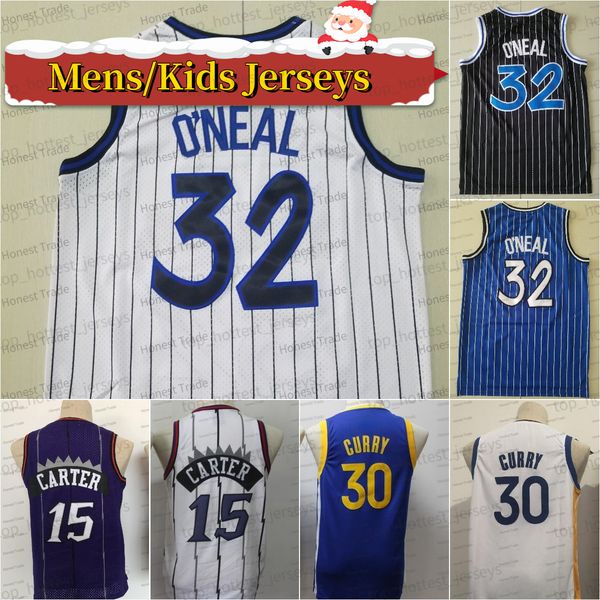 

mens kids stephen 30 curry basketball jersey white 32 shaq shaquille retro blue black men youth stitched jerseys new year christmas gifts fo, Black;red