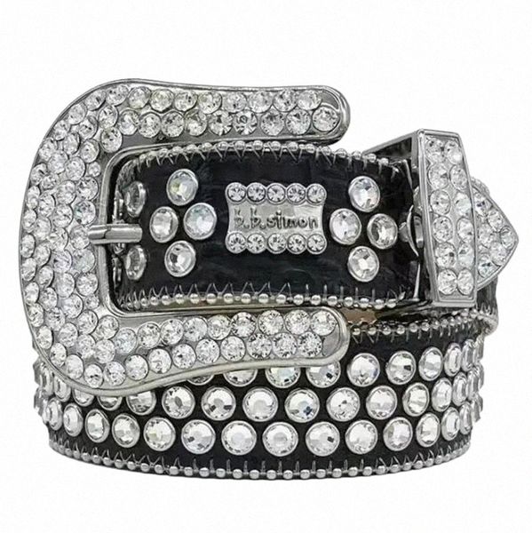 

2022 Designer Bb Belt Simon Belts for Men Women Shiny diamond belt Black on Blue white multicolour with bling rhinestones as gift Q2SS#